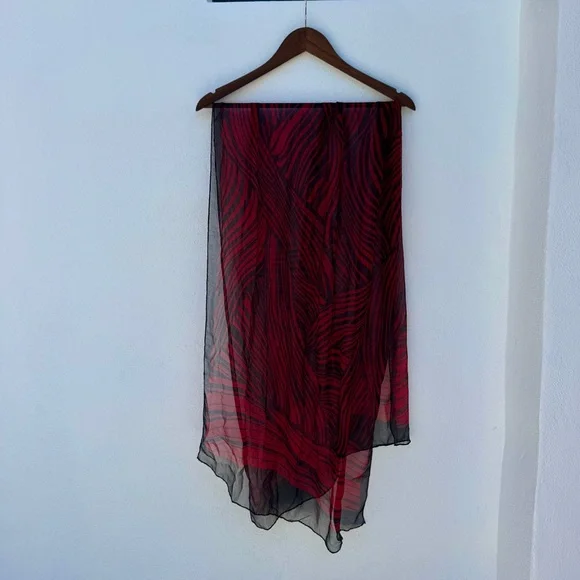 Vintage Red & Black Jaeger Scarf - Picture 5 of 5